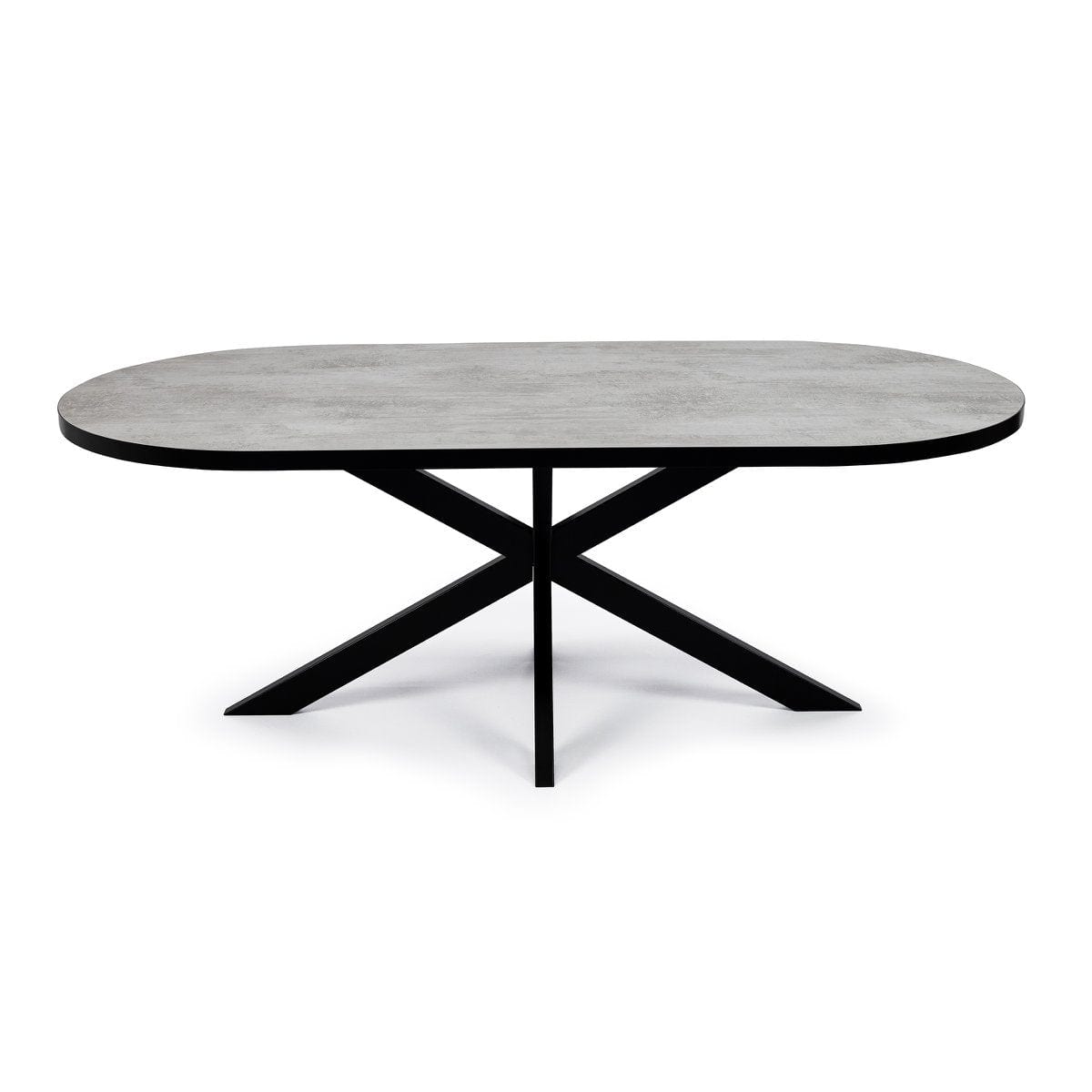 Stalux Stalux Plat ovale eettafel 'Noud' 180 x 100, kleur zwart / beton