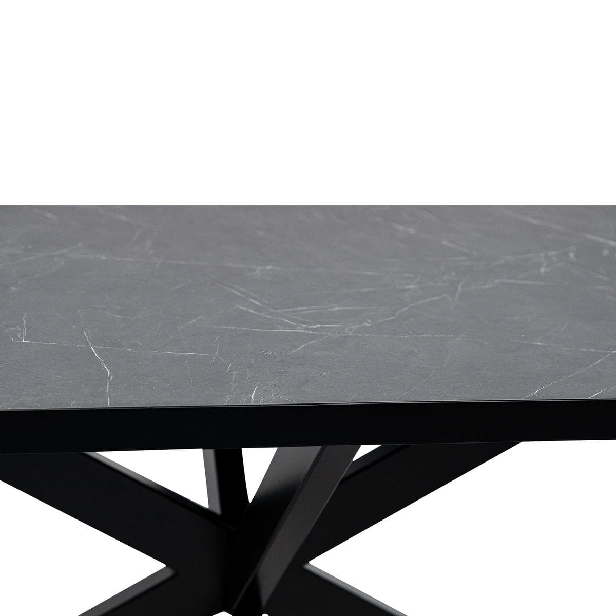 Stalux Stalux Plat ovale eettafel 'Noud' 240 x 100, kleur zwart / zwart marmer