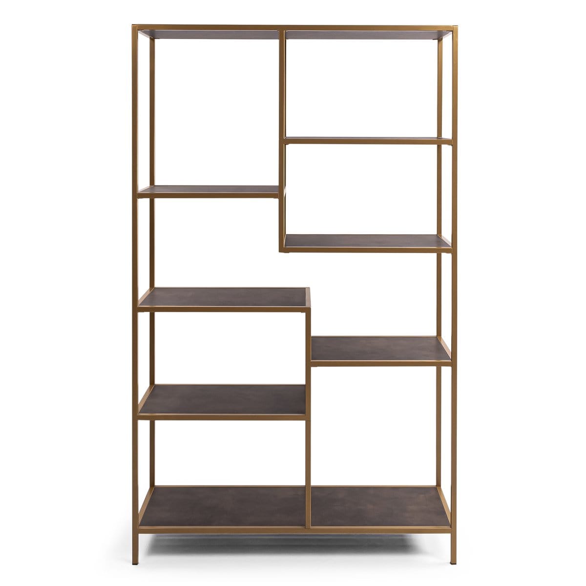 Stalux Stalux Vakkenkast 'Guus' 120 x 200cm, kleur goud / lederlook bruin