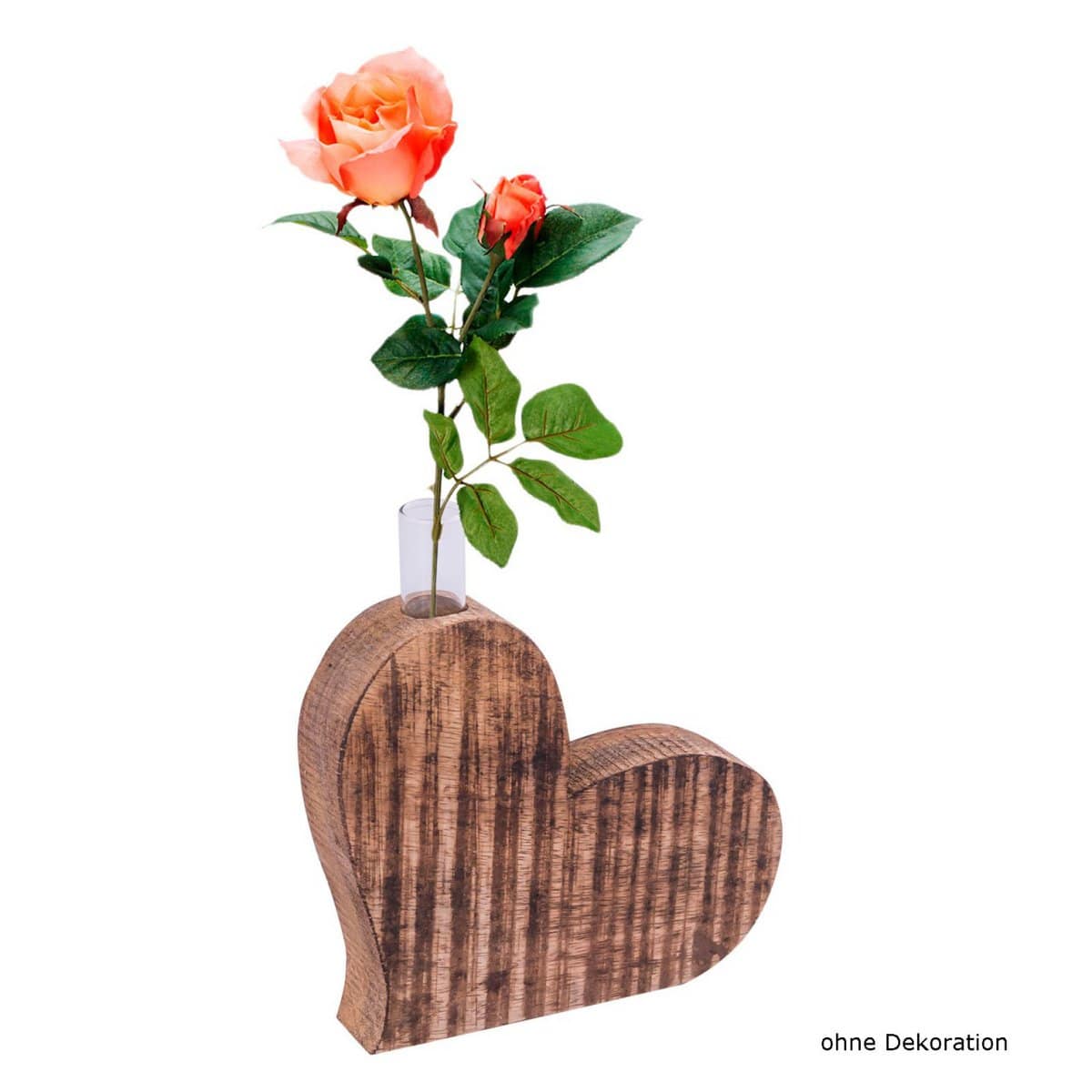 Voglrieder kreatives Wohnen Tafeldecoratie harten 3-delig bloemenvaas huwelijkscadeau huwelijksdecoratie massief mangohout