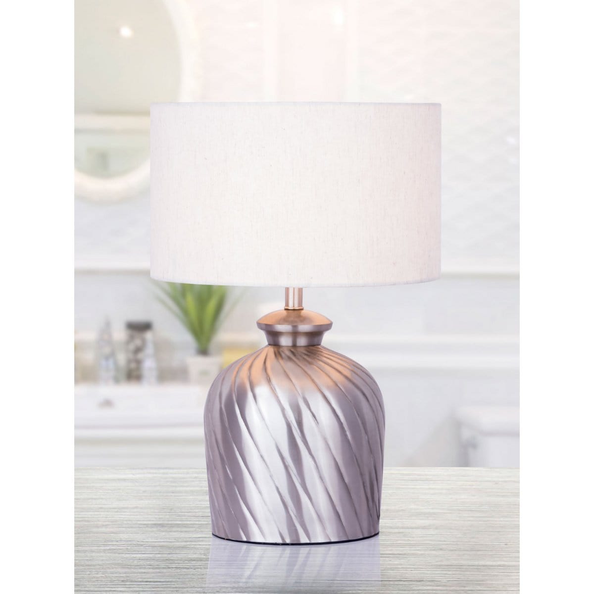 Voglrieder kreatives Wohnen Tafellamp bedlampje ø 30 x H 52 cm tafellamp sierlamp metalen voet goud zilver