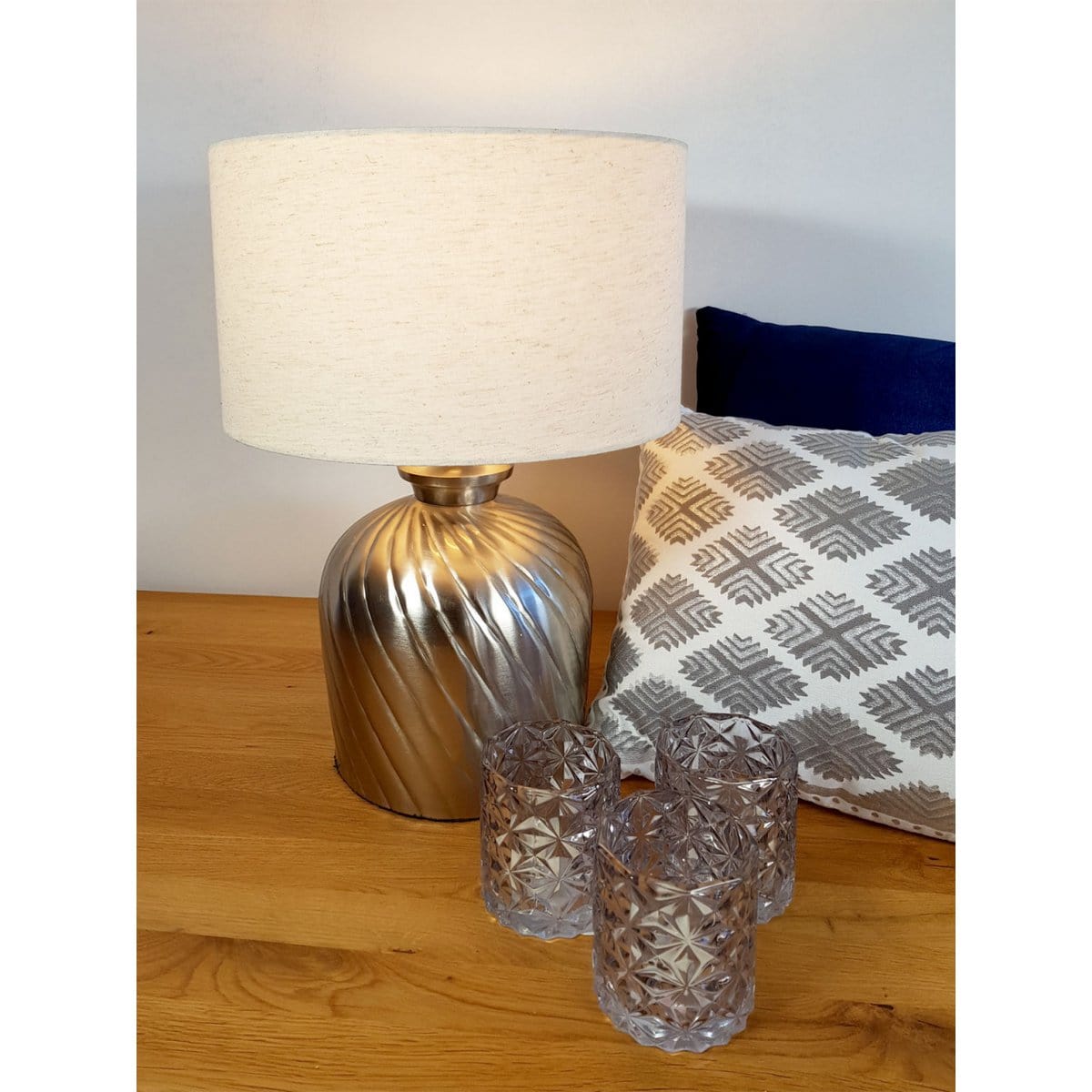Voglrieder kreatives Wohnen Tafellamp bedlampje ø 30 x H 52 cm tafellamp sierlamp metalen voet goud zilver