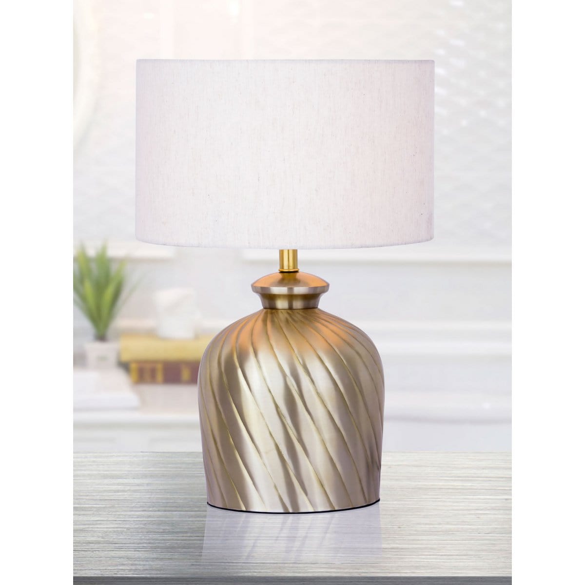 Voglrieder kreatives Wohnen Tafellamp bedlampje ø 30 x H 52 cm tafellamp sierlamp metalen voet goud zilver