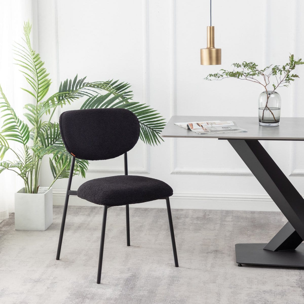 Criks Design Teddy Eetkamerstoel - Amalia - Teddy - Zwart - Set van 2