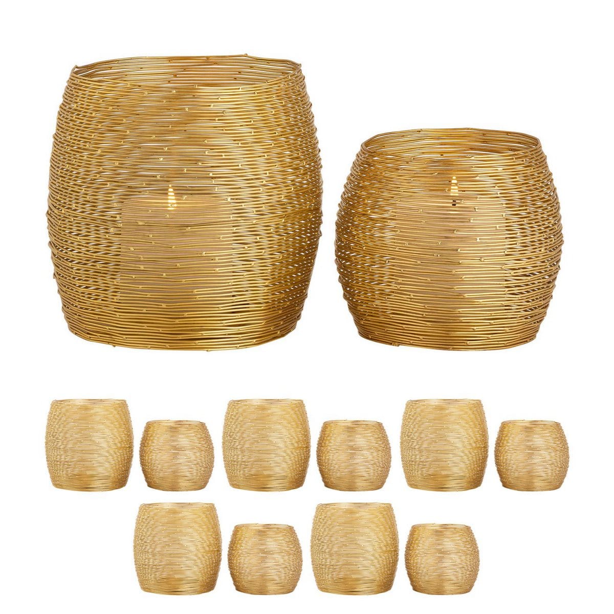 Voglrieder kreatives Wohnen Theelichthouder 12-delige set 2 x 6 VE lantaarns kandelaar Paris gouden of zilveren kandelaar