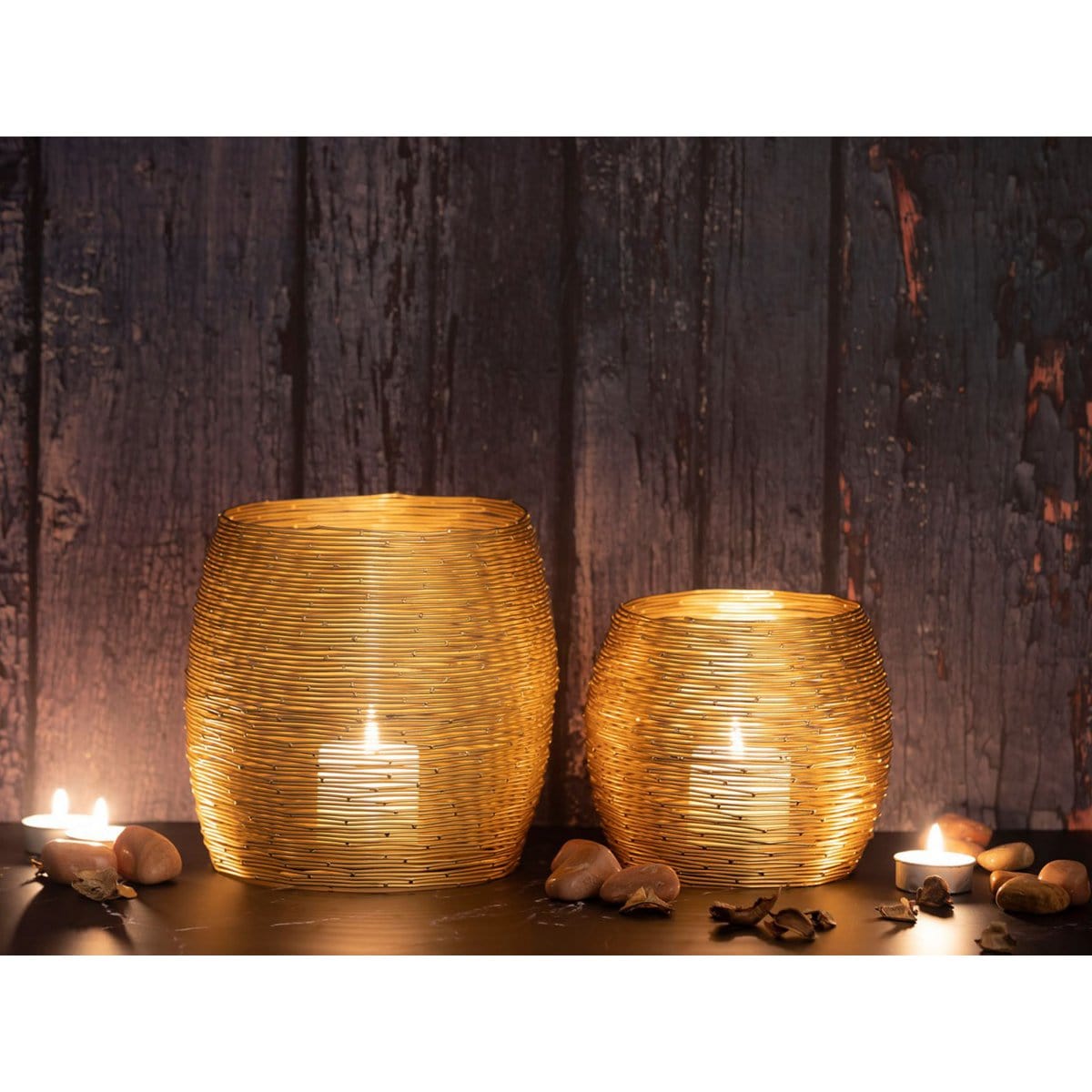 Voglrieder kreatives Wohnen Theelichthouder 12-delige set 2 x 6 VE lantaarns kandelaar Paris gouden of zilveren kandelaar