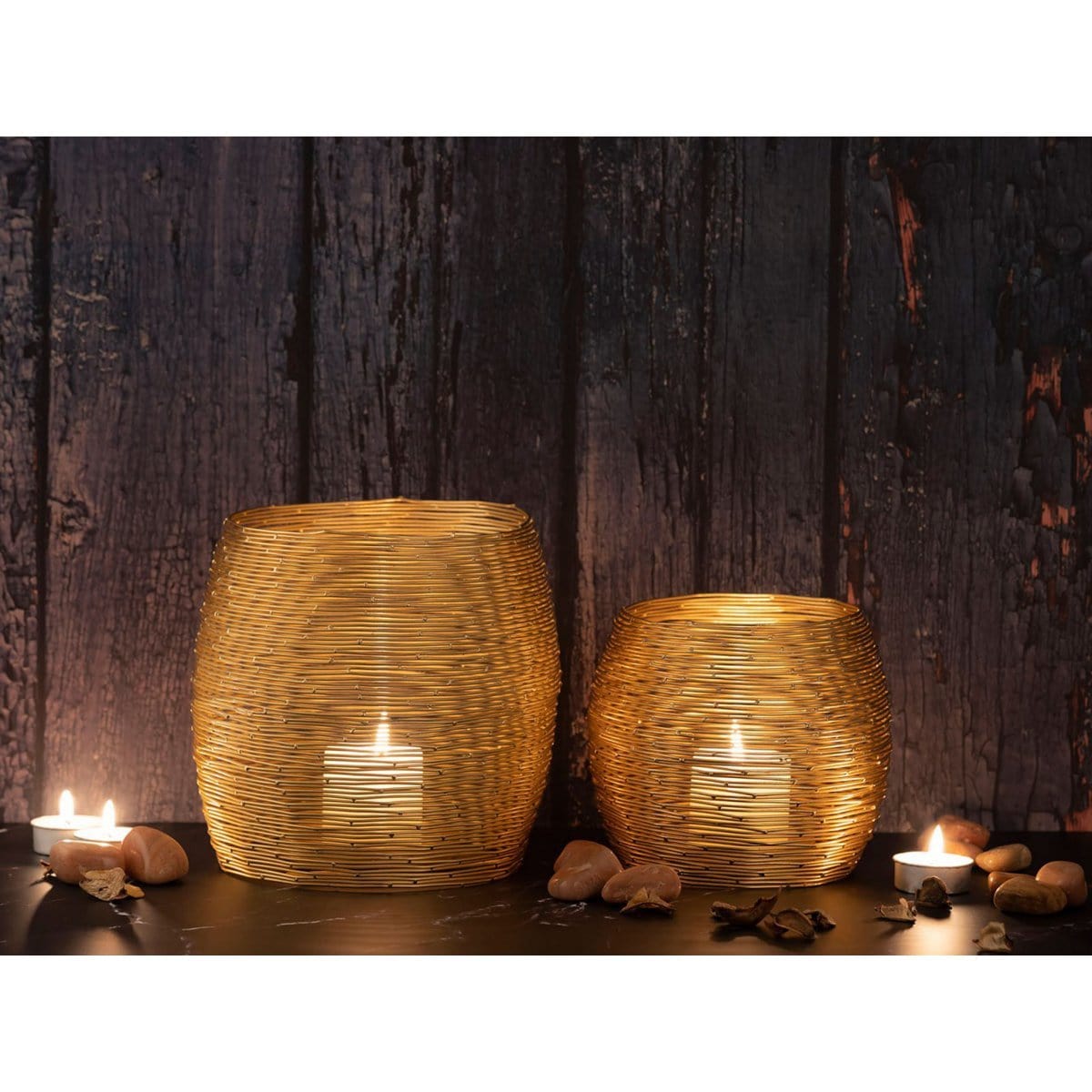 Voglrieder kreatives Wohnen Theelichthouder 12-delige set 2 x 6 VE lantaarns kandelaar Paris gouden of zilveren kandelaar