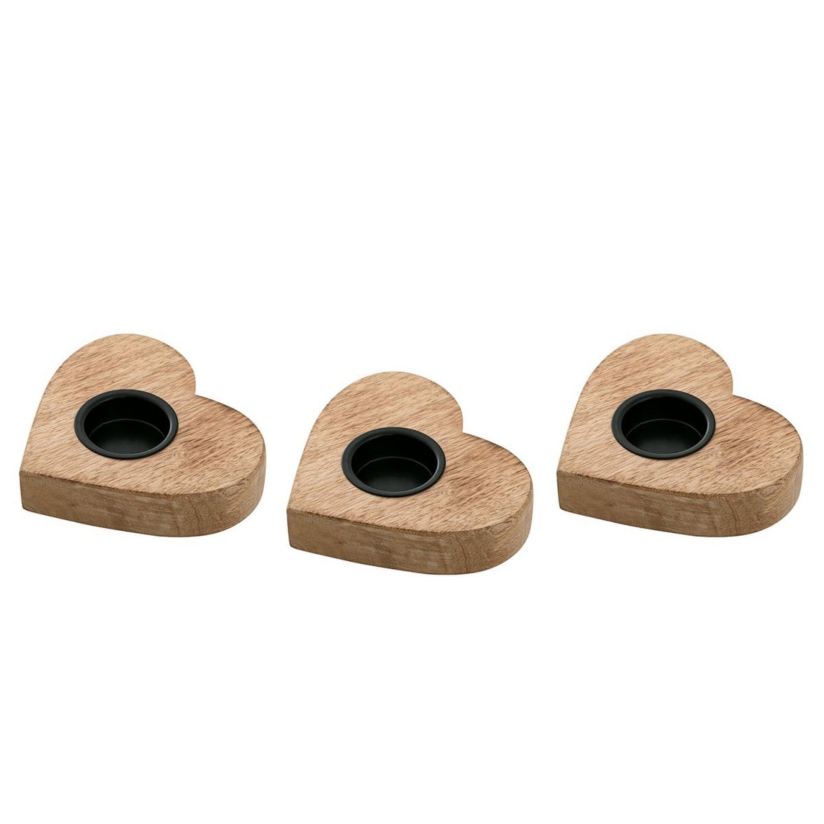 Voglrieder kreatives Wohnen Theelichthouder Masterbox 12x set van 3 kandelaars theelichtjes 12x11cm Herzilein mangohout