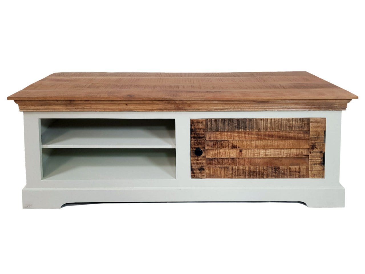 Voglrieder kreatives Wohnen TV-lowboard TV-meubel B 114 H 45 cm massief houten TV-meubel Ibiza wit massief mangohout