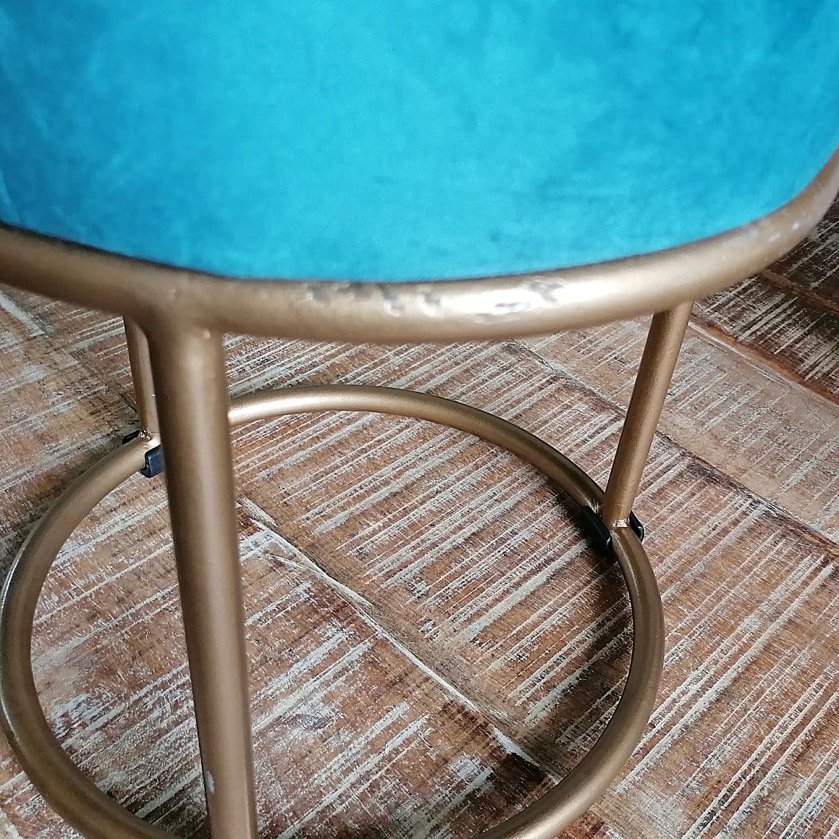 Voglrieder kreatives Wohnen Velours kruk 2e keus Ø 32 H 42 cm fluwelen kruk met ijzeren frame goudkleurige kruk fluwelen poefzitting