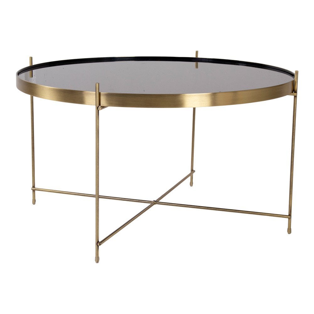 House Nordic ApS Venezia Coffee Table - Salontafel in messingkleurig staal met glas ø70xh40cm