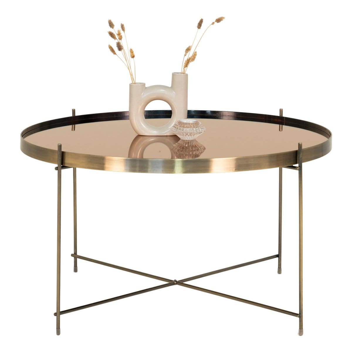 House Nordic ApS Venezia Coffee Table - Salontafel in messingkleurig staal met glas ø70xh40cm