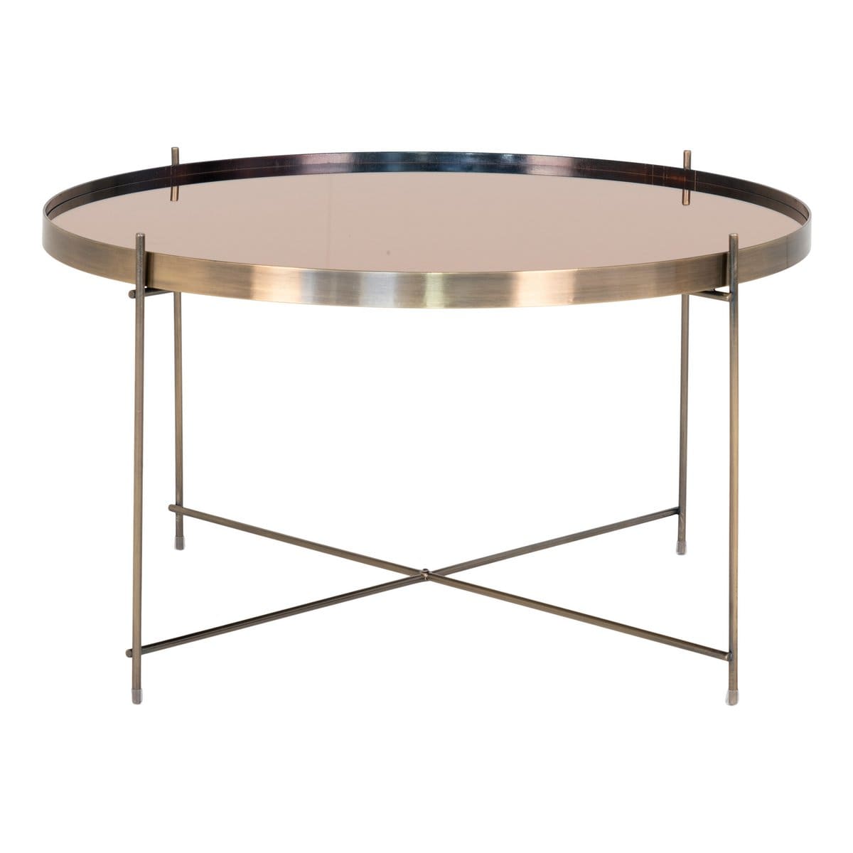 House Nordic ApS Venezia Coffee Table - Salontafel in messingkleurig staal met glas ø70xh40cm