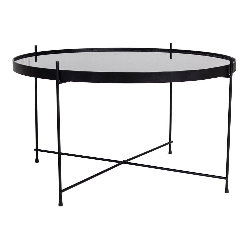 House Nordic ApS Venezia Salontafel - Salontafel zwart gepoedercoat staal met glas ø70xh40cm