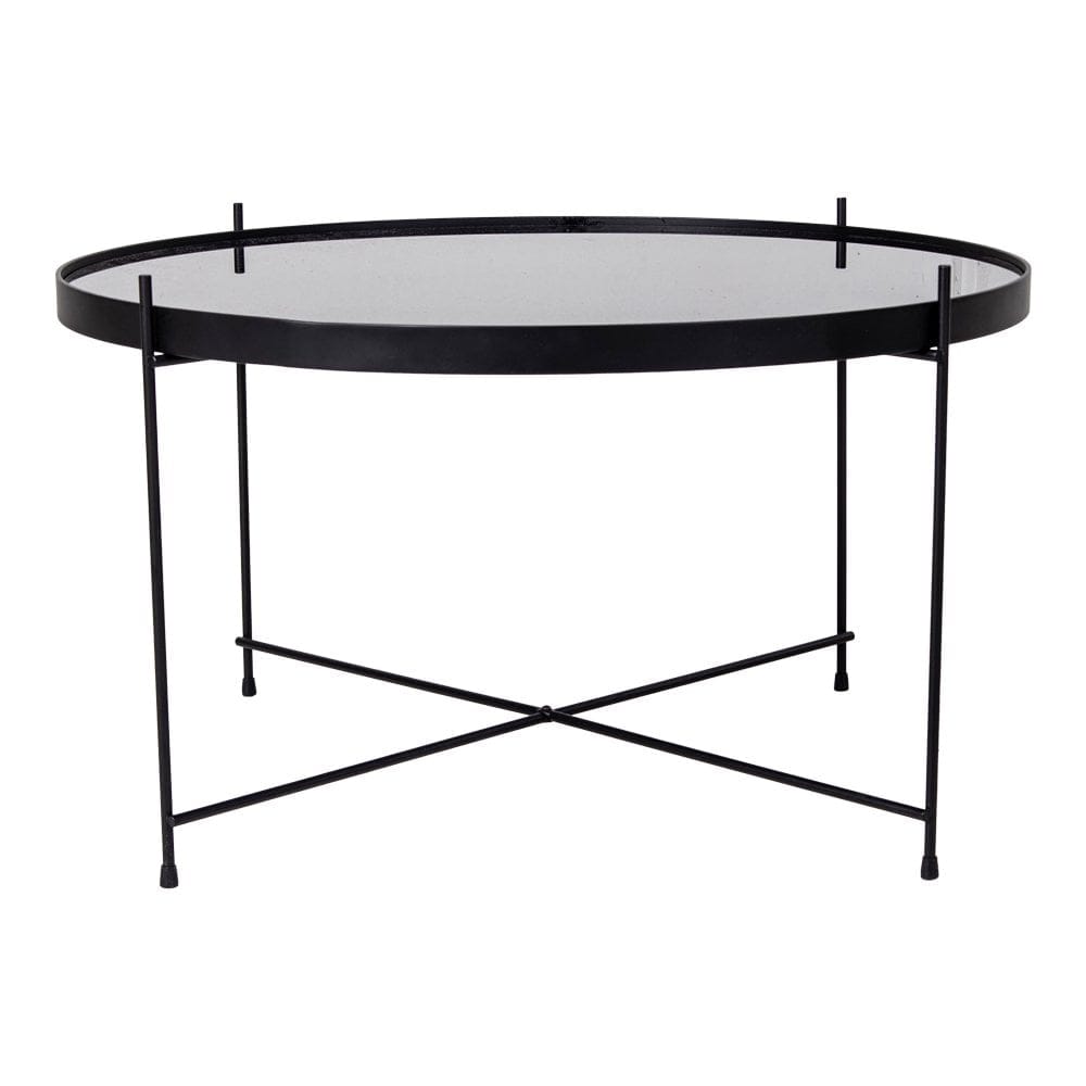 House Nordic ApS Venezia Salontafel - Salontafel zwart gepoedercoat staal met glas ø70xh40cm