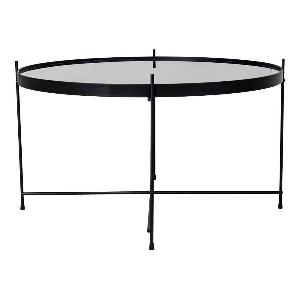 House Nordic ApS Venezia Salontafel - Salontafel zwart gepoedercoat staal met glas ø70xh40cm