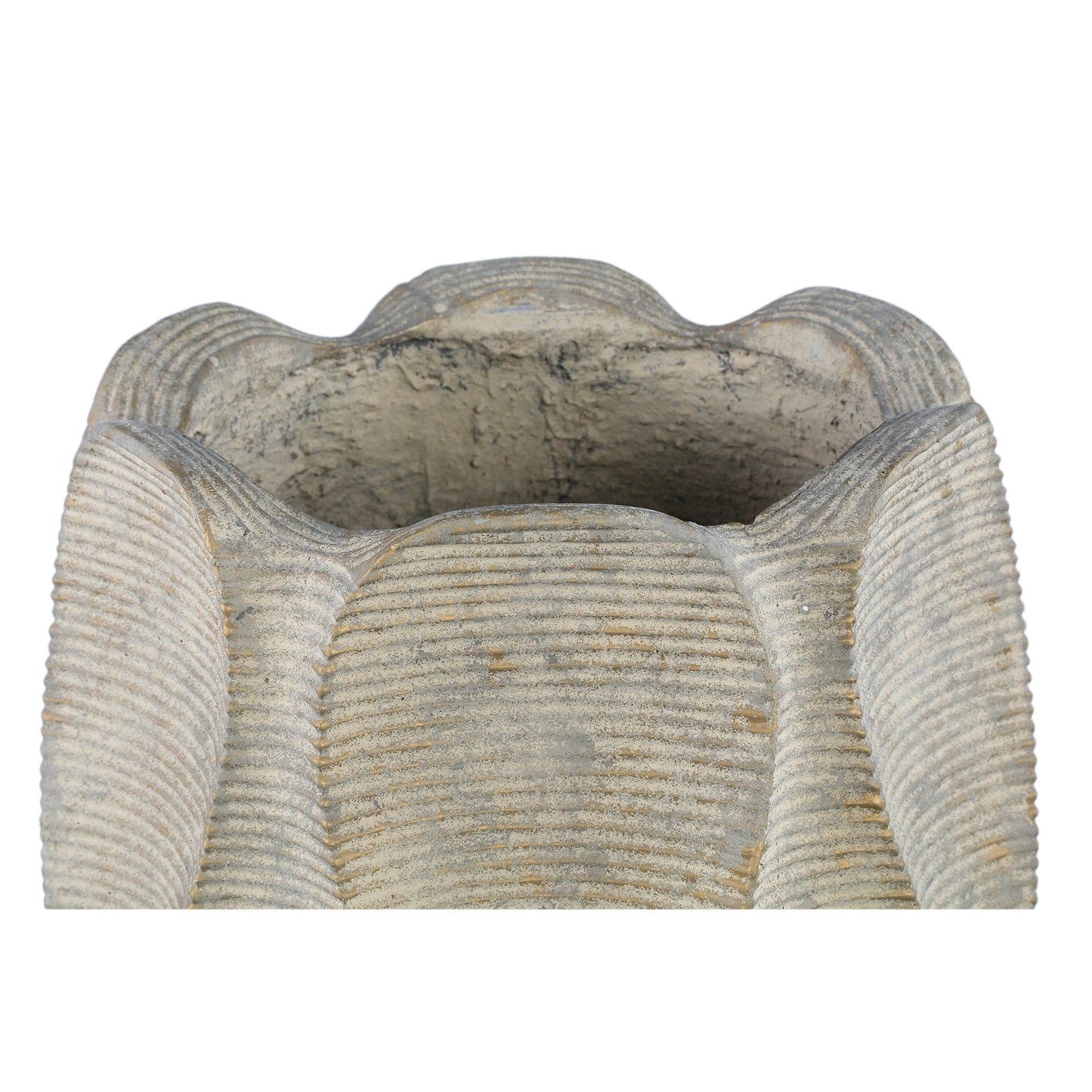 PTMD Waxy Brown cementpot golvend ribpatroon rond XXL