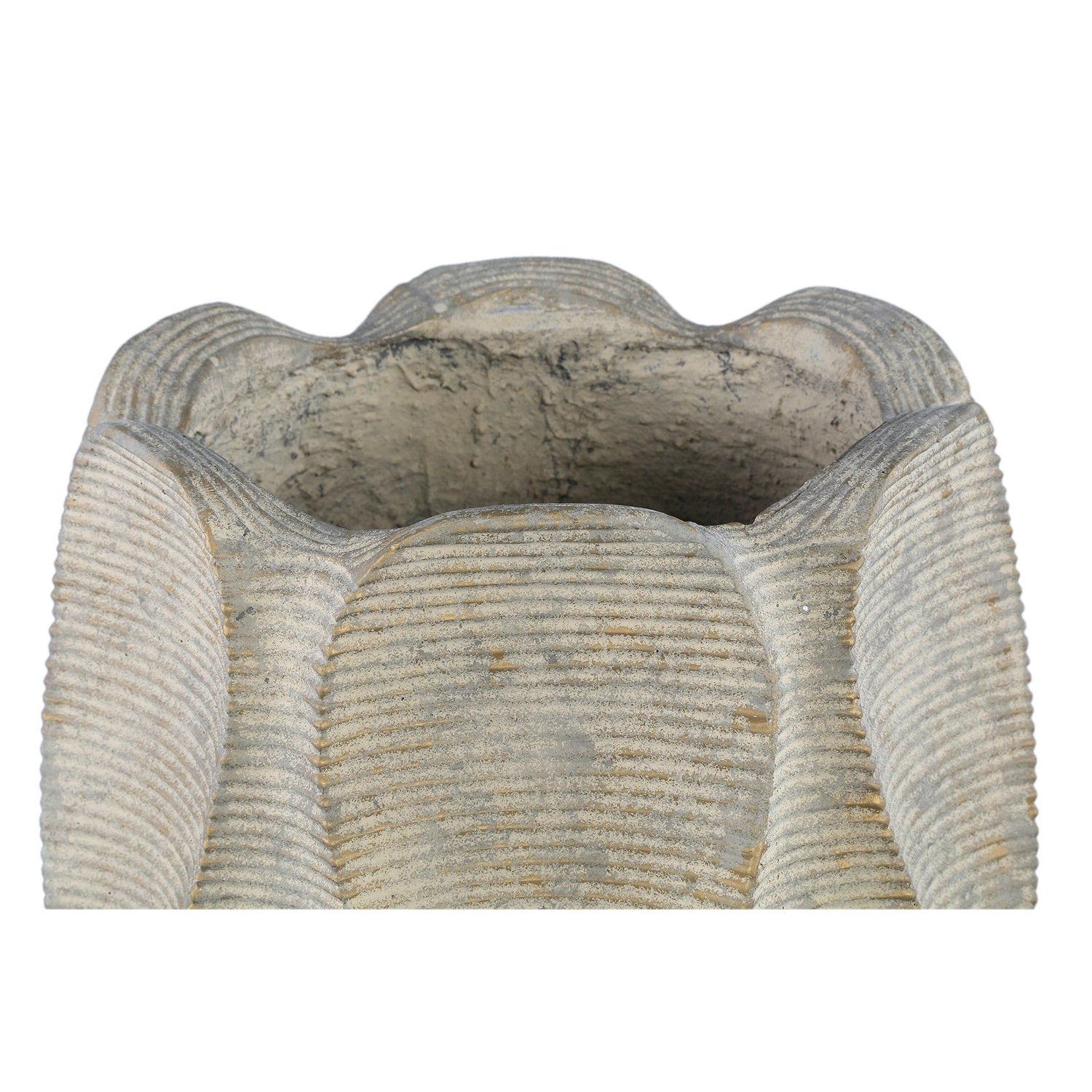 PTMD Waxy Brown cementpot golvend ribpatroon rond XXL