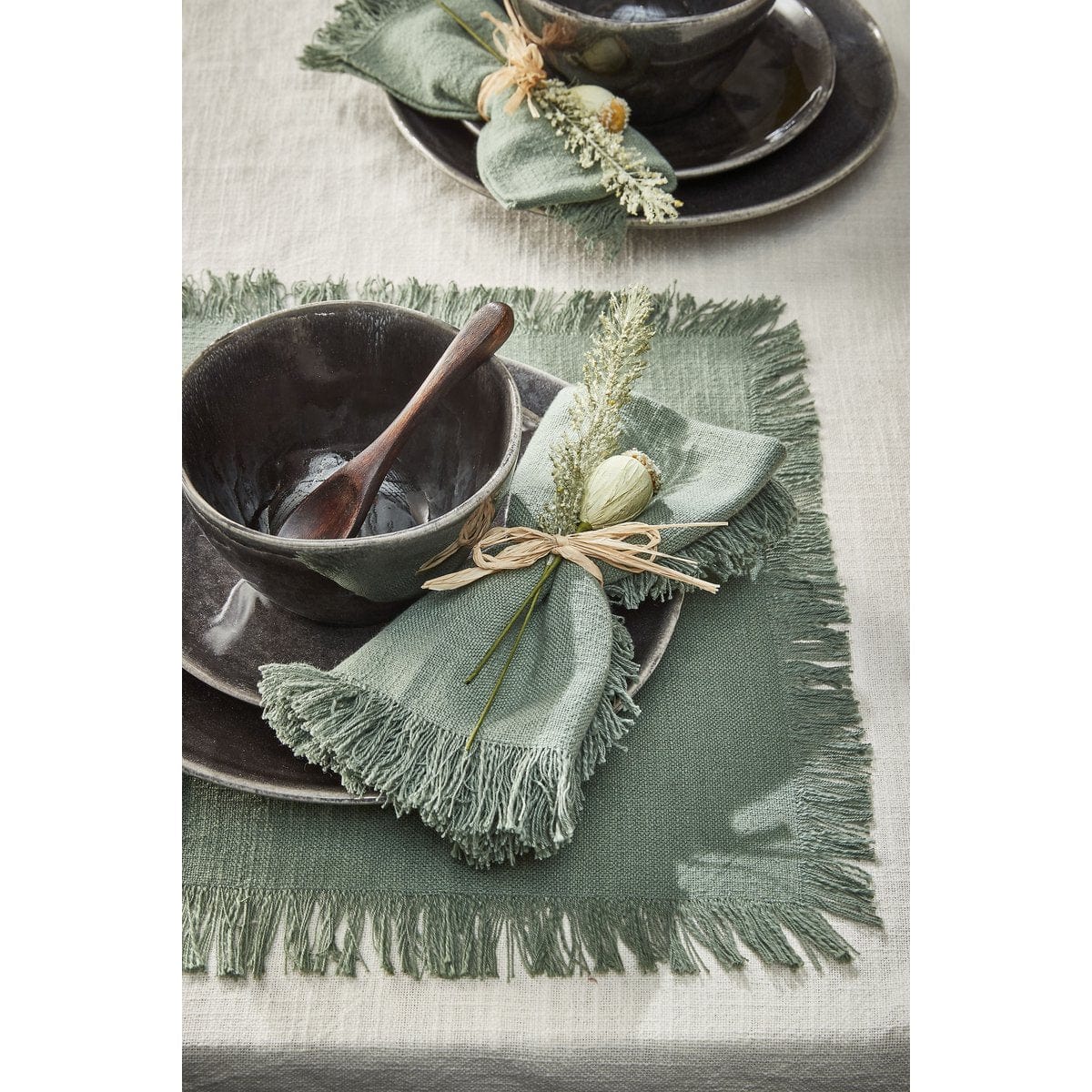 Mica Decorations Xavie Placemat - Set van 4 - L48 x B33 cm - Groen