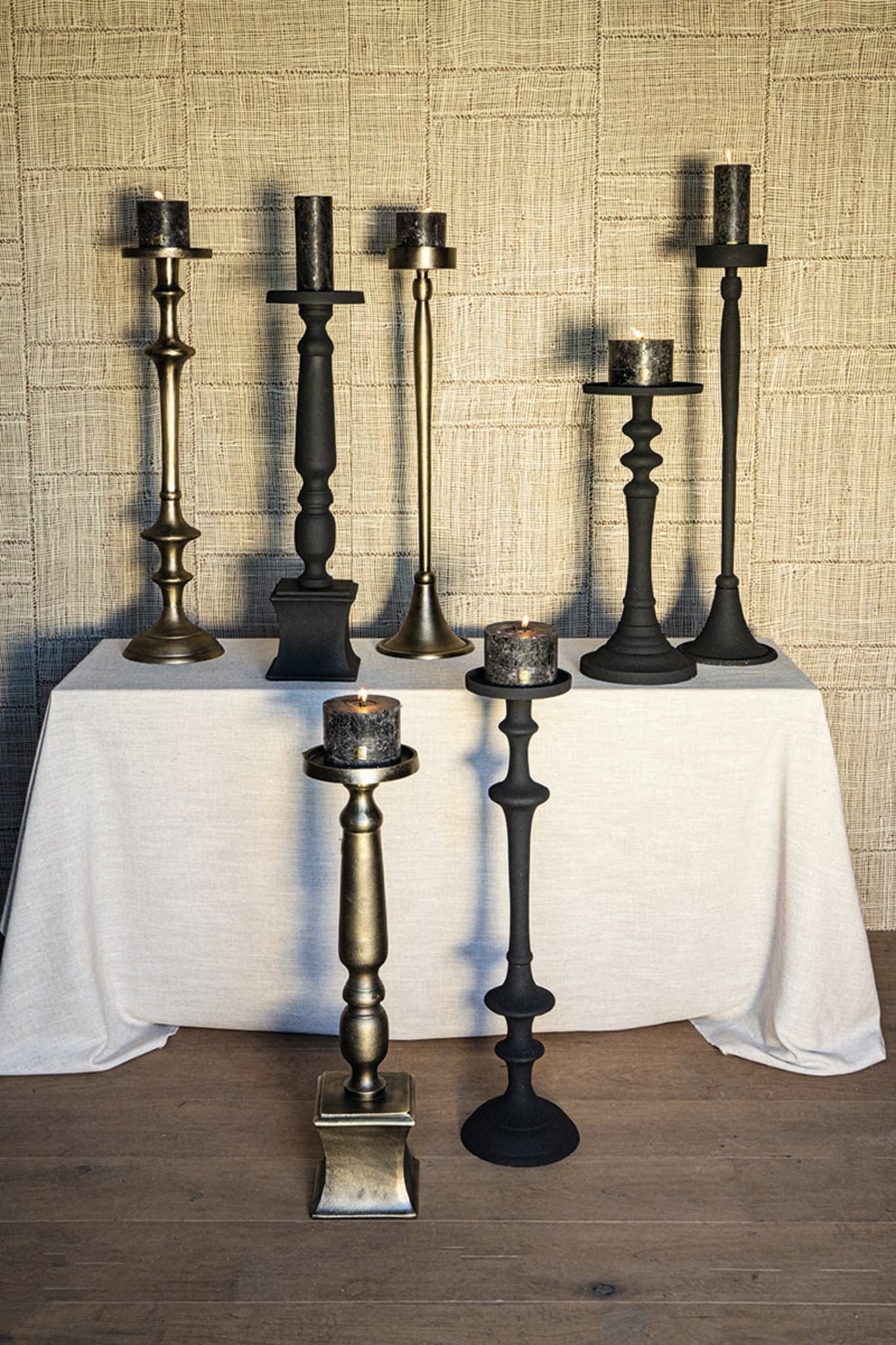 PTMD Zival Brass gegoten alu kandelaar rond hoog