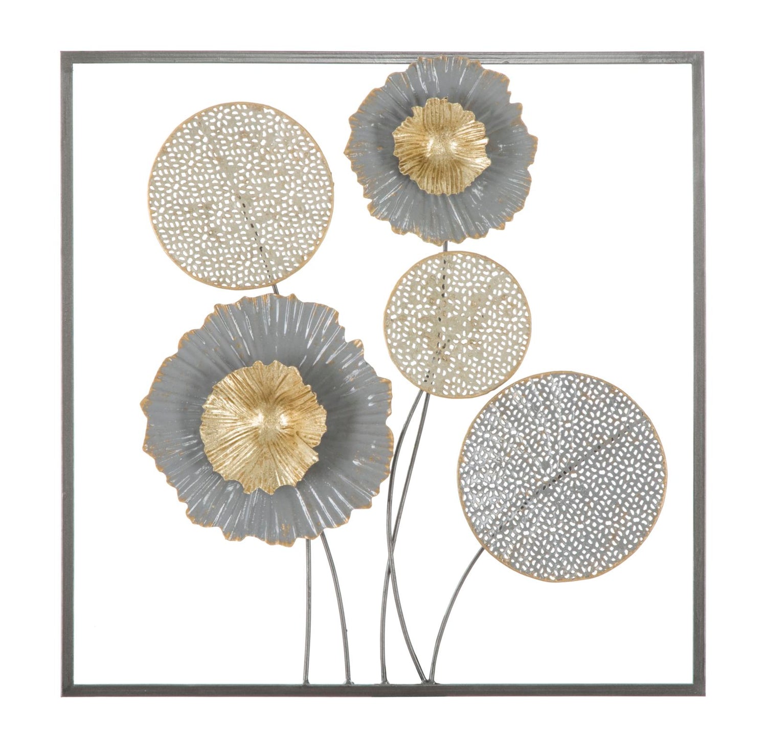 Ijzeren Wandpaneel Sqity Met Bloemen 50x50x3.8 cm