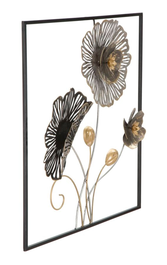 Ijzeren Wandpaneel Met Bloemen 50x50x5.5 cm