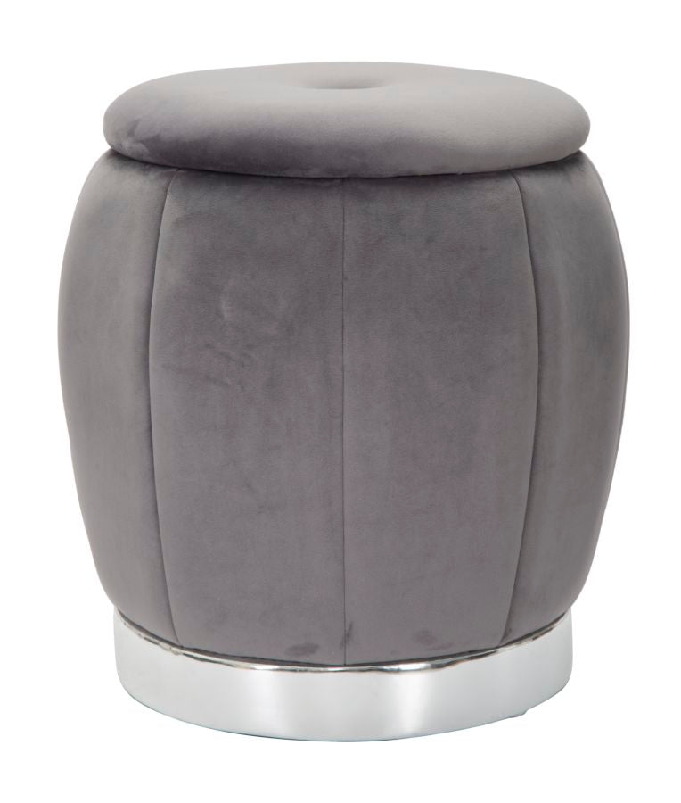 Poef Opberger Paris Grijs/Zilver 43x43x43 cm