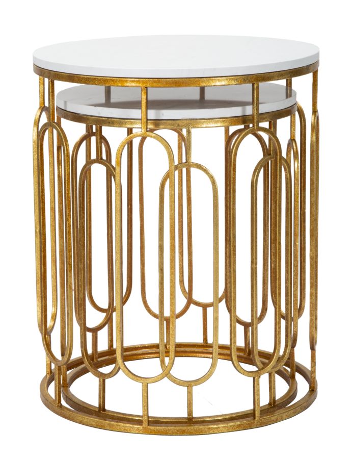 Bijzettafel Tory Marble Couple Set Goud