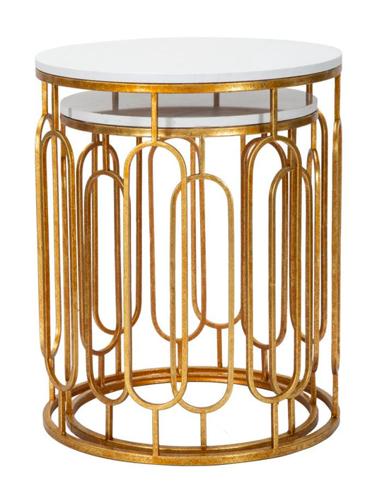Bijzettafel Tory Marble Couple Set Goud