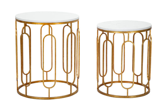 Bijzettafel Tory Marble Couple Set Goud
