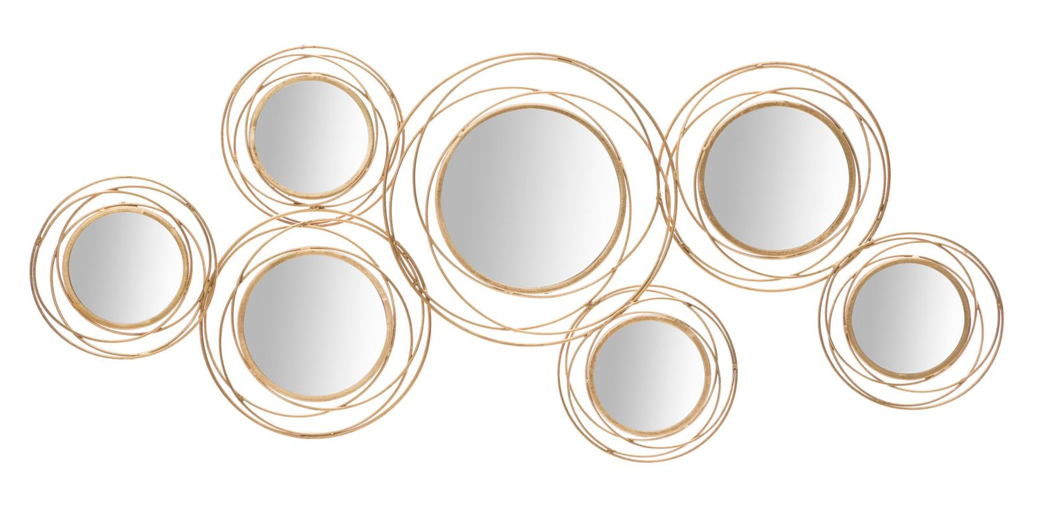 Gouden Wandpaneel Met Spiegels Rond 53.5x124.5x4 cm