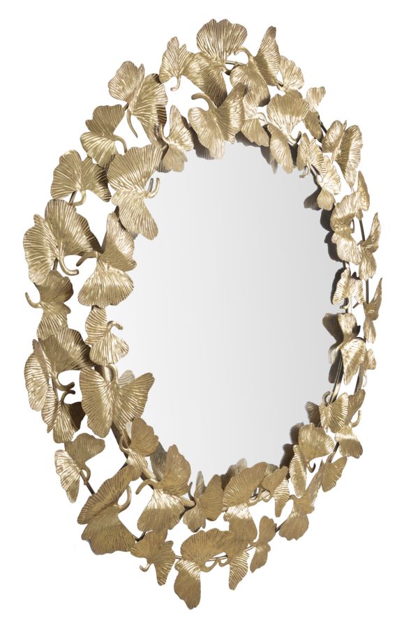 Bladmotief Wandspiegel Rond Goud 87x87x2.5 cm