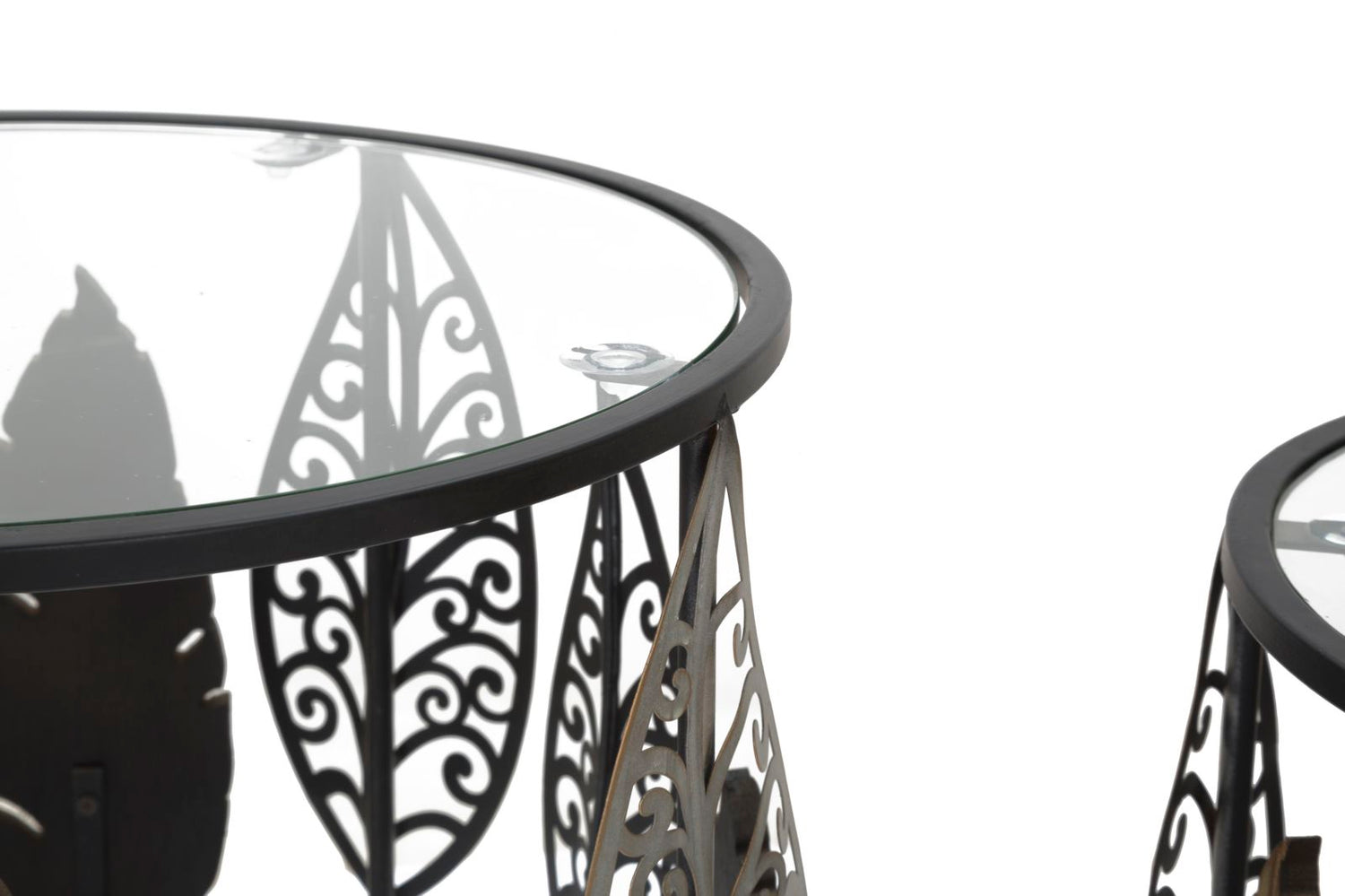 Bijzettafel Ferro E Legno Bladeren Set 2 Stuks