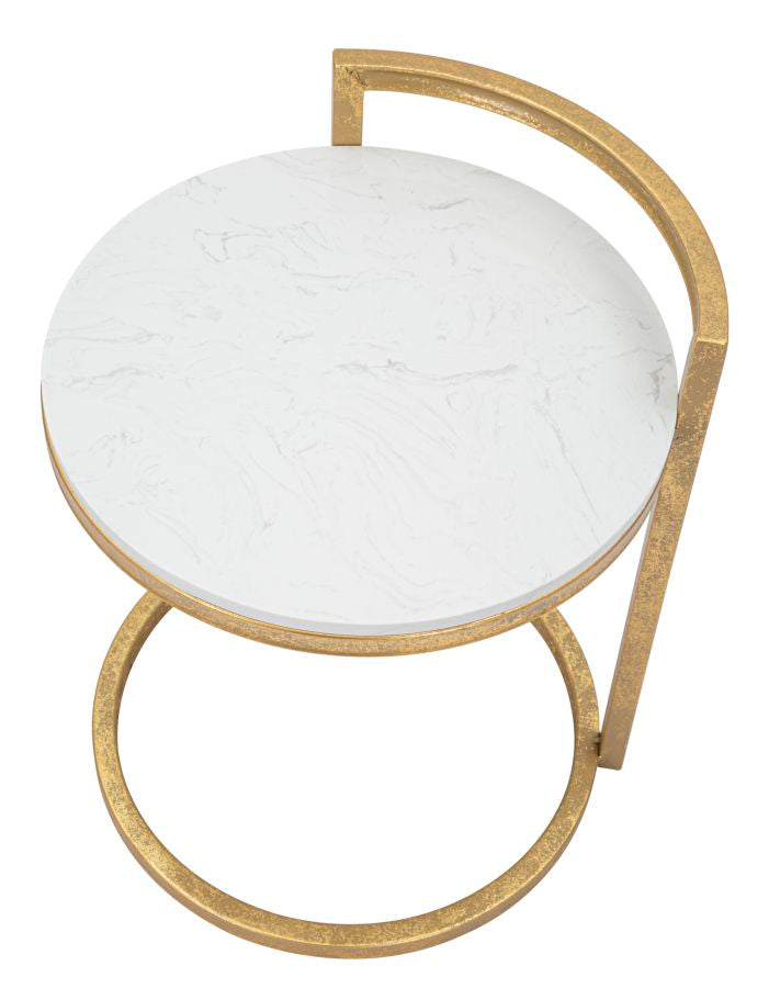 Ronde Bijzettafel Marmer Glam 50.5x40.5x40.5 cm