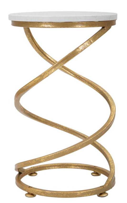 Bijzettafel Spiral Marble Goud 47.5x27.5x27.5 cm