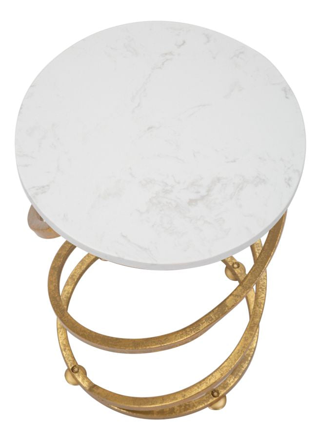 Bijzettafel Spiral Marble Goud 47.5x27.5x27.5 cm