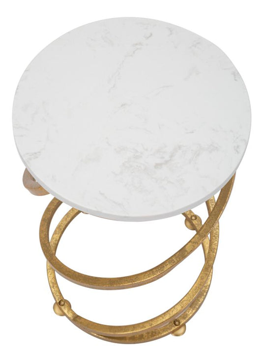 Bijzettafel Spiral Marble Goud 47.5x27.5x27.5 cm