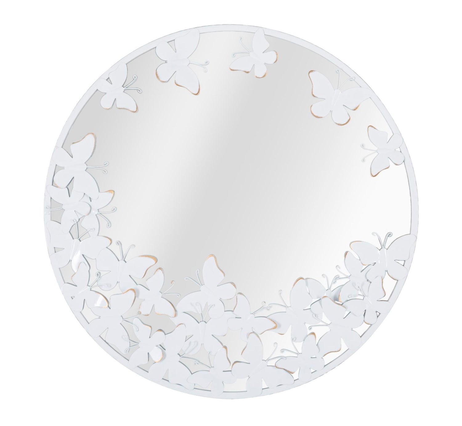 Wandspiegel Wit Met Vlinders 62.5x62.5x2.3 cm