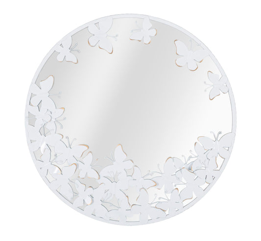 Wandspiegel Wit Met Vlinders 62.5x62.5x2.3 cm