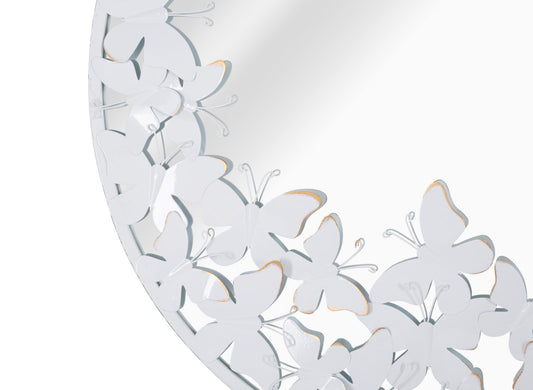 Wandspiegel Wit Met Vlinders 62.5x62.5x2.3 cm