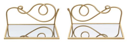 Wandplanken Met Spiegel Goud - Set Van 2 20.5x41.5x18 cm
