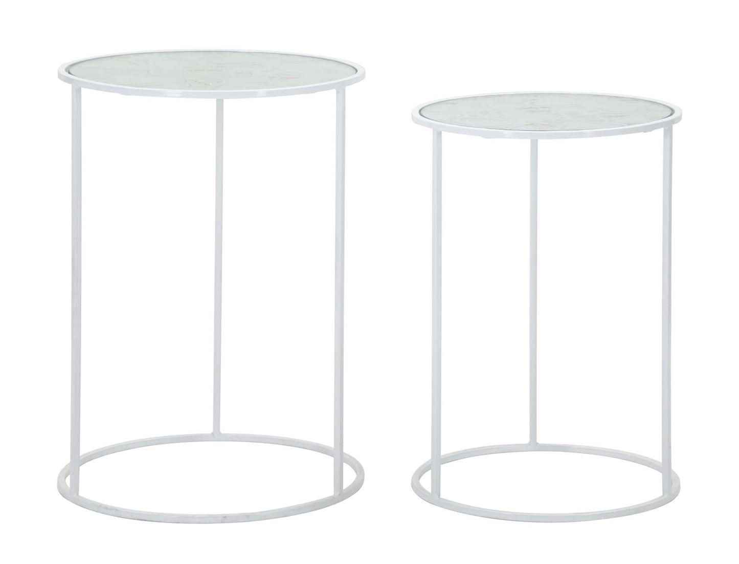 Set Witte Glazen Bijzettafels Met Hert-Motief