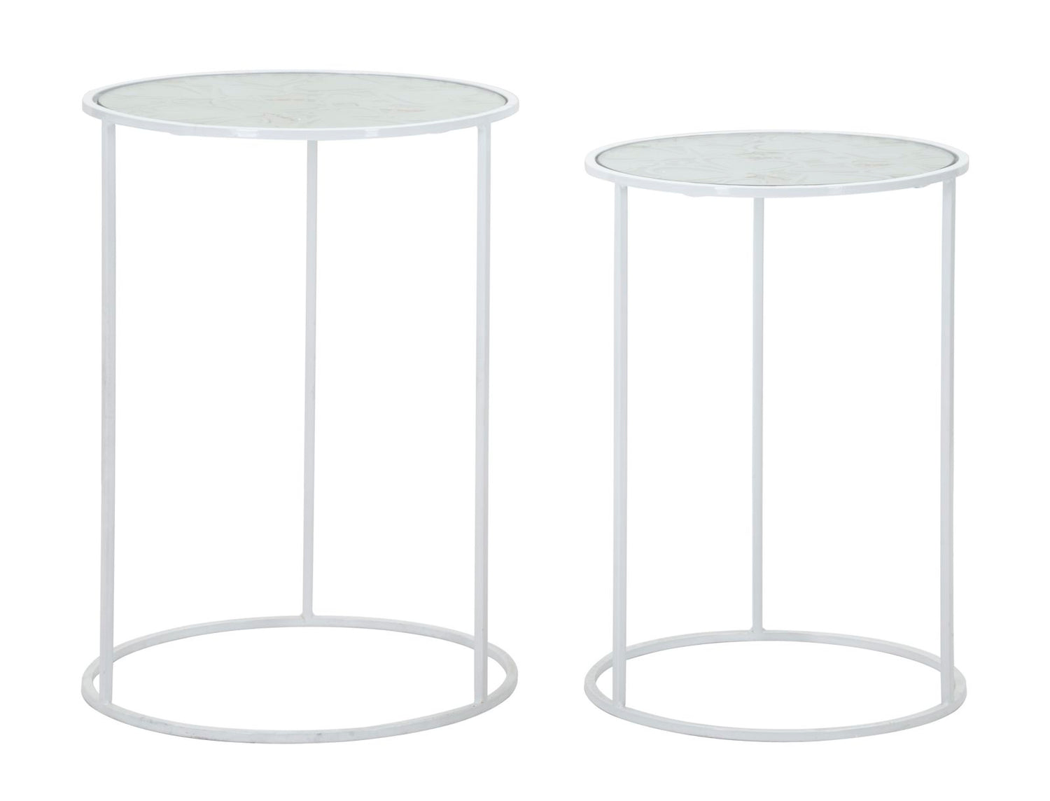 Set Witte Glazen Bijzettafels Met Hert-Motief