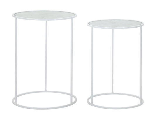 Set Witte Glazen Bijzettafels Met Hert-Motief