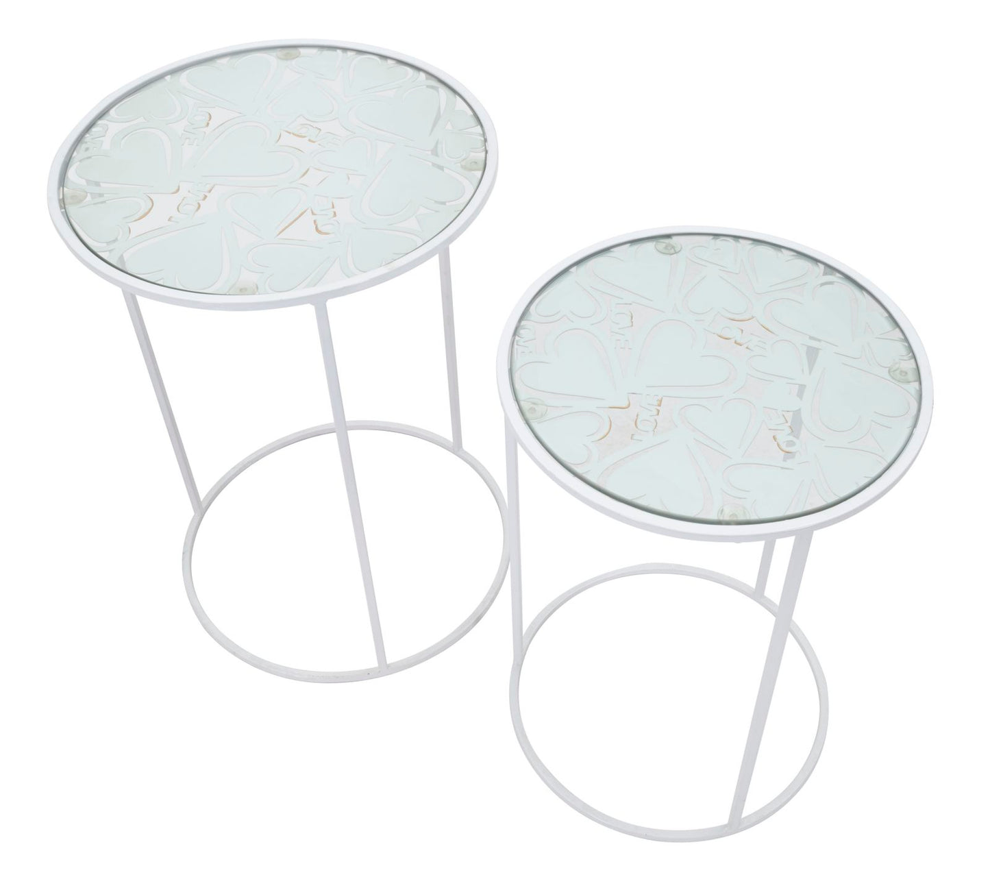 Set Witte Glazen Bijzettafels Met Hert-Motief