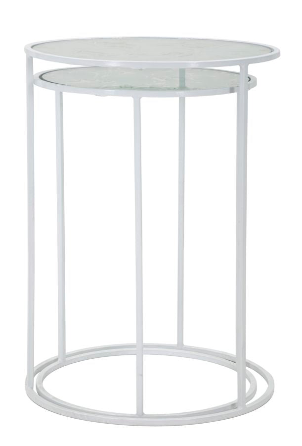 Set Witte Glazen Bijzettafels Met Hert-Motief
