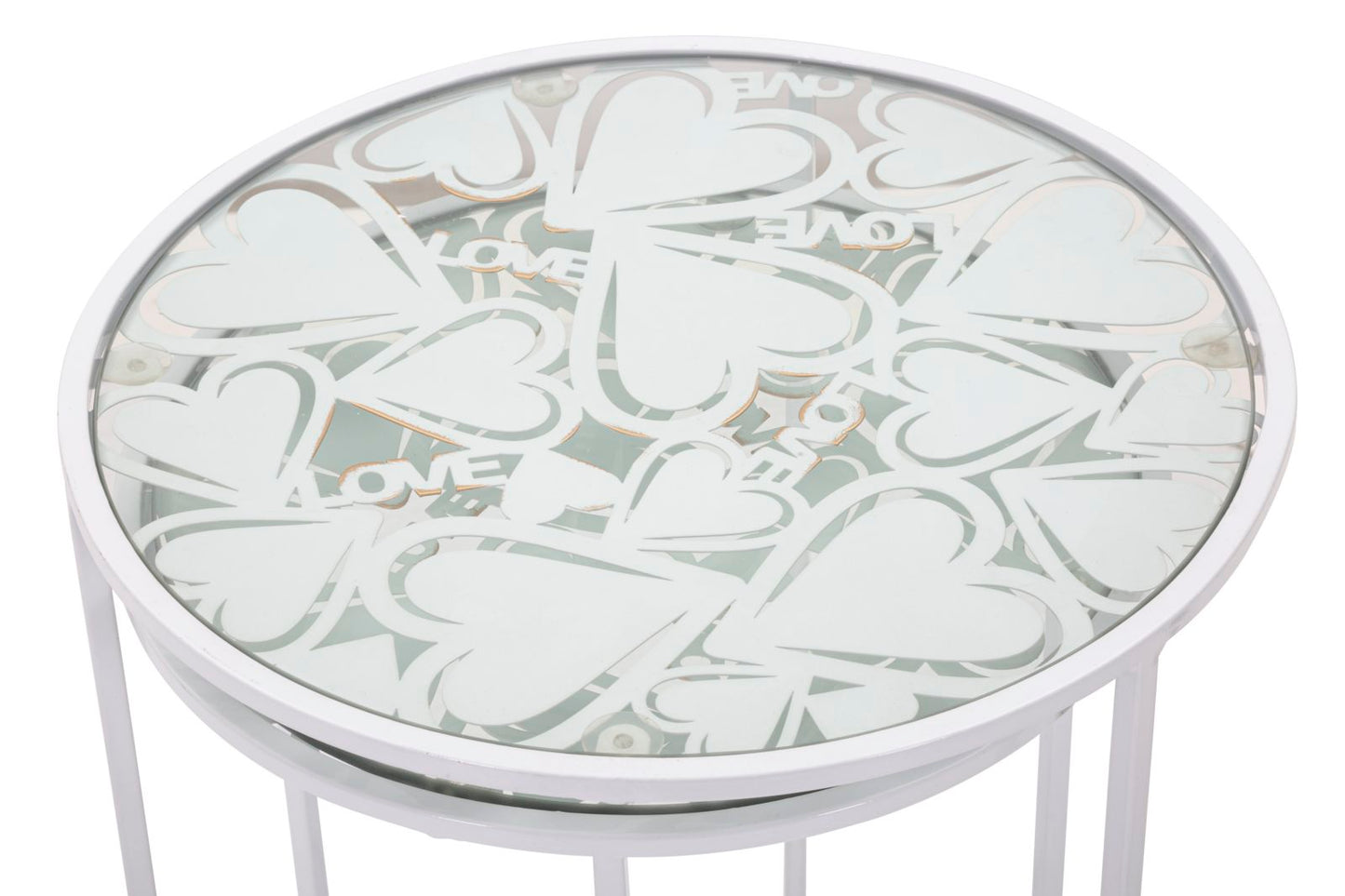 Set Witte Glazen Bijzettafels Met Hert-Motief