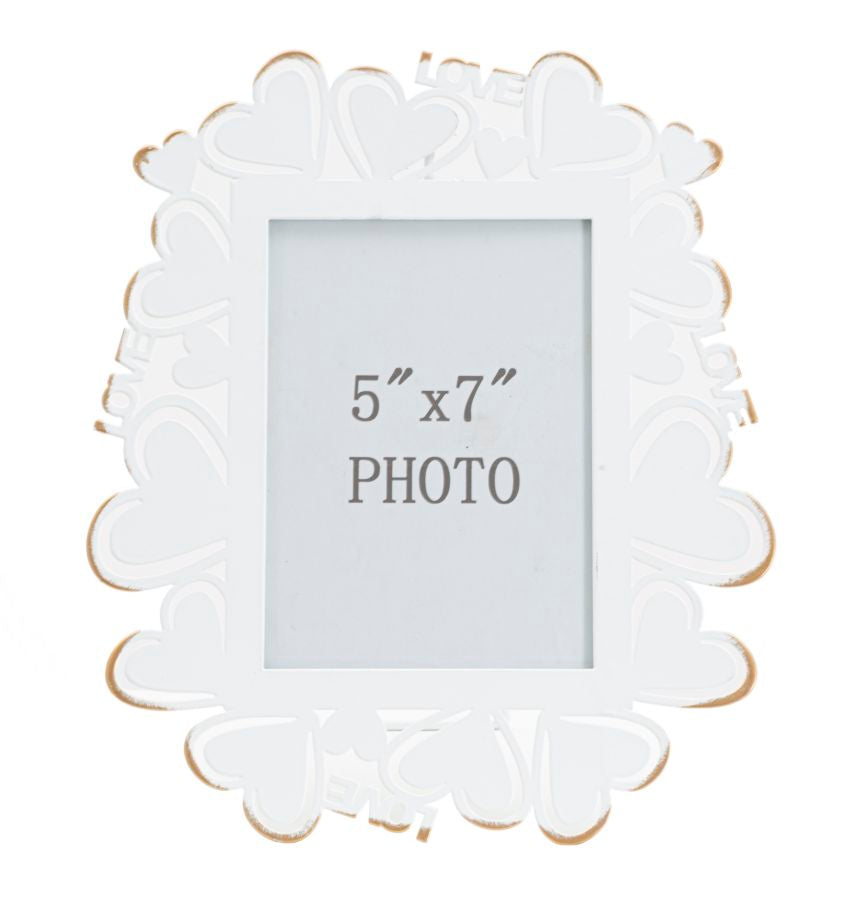Witte Fotolijst Met Gouden Hartjes 27.7x25x14.5 cm
