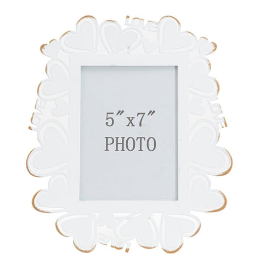 Witte Fotolijst Met Gouden Hartjes 27.7x25x14.5 cm