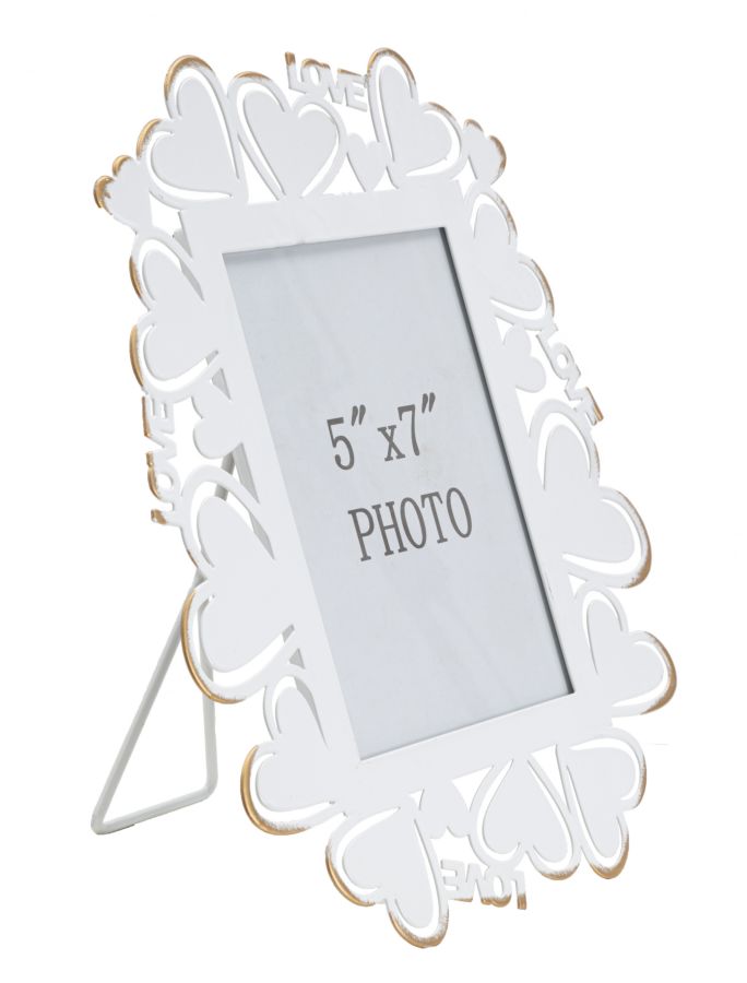 Witte Fotolijst Met Gouden Hartjes 27.7x25x14.5 cm